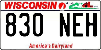 WI license plate 830NEH