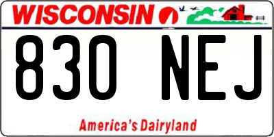 WI license plate 830NEJ