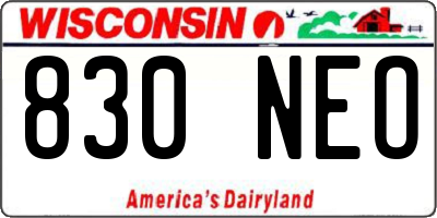 WI license plate 830NEO