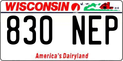 WI license plate 830NEP