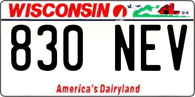 WI license plate 830NEV