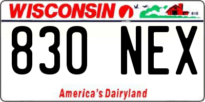 WI license plate 830NEX