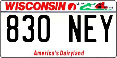 WI license plate 830NEY