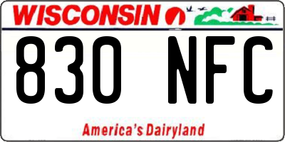 WI license plate 830NFC