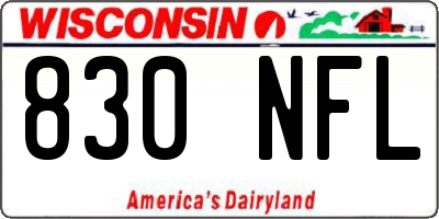 WI license plate 830NFL