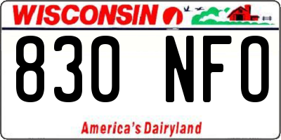 WI license plate 830NFO