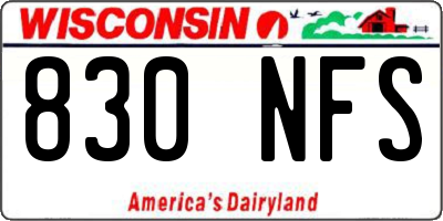 WI license plate 830NFS