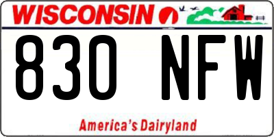 WI license plate 830NFW