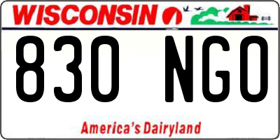 WI license plate 830NGO