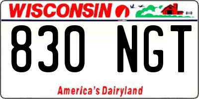 WI license plate 830NGT