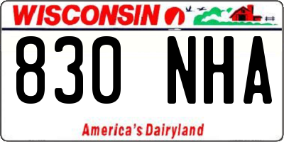 WI license plate 830NHA