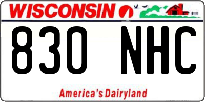 WI license plate 830NHC