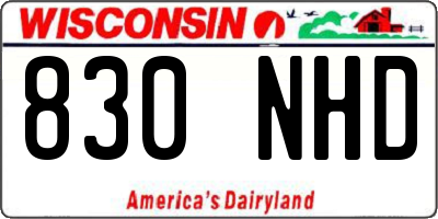 WI license plate 830NHD