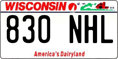 WI license plate 830NHL