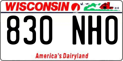 WI license plate 830NHO