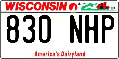 WI license plate 830NHP