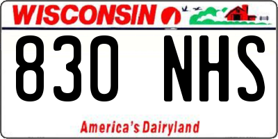 WI license plate 830NHS