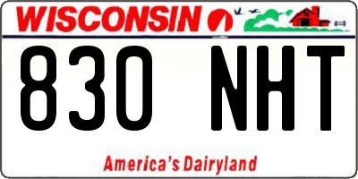 WI license plate 830NHT