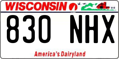 WI license plate 830NHX