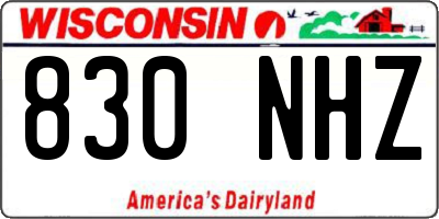 WI license plate 830NHZ