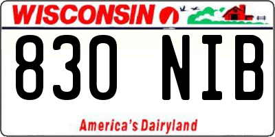WI license plate 830NIB