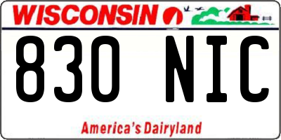 WI license plate 830NIC