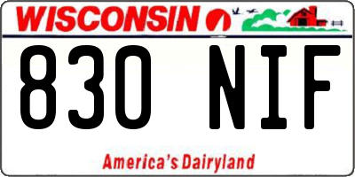 WI license plate 830NIF