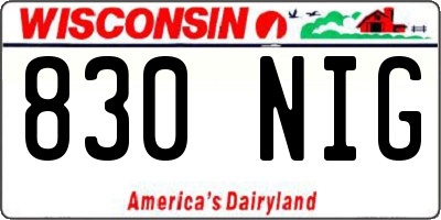 WI license plate 830NIG