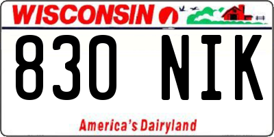 WI license plate 830NIK