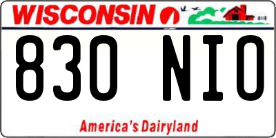 WI license plate 830NIO