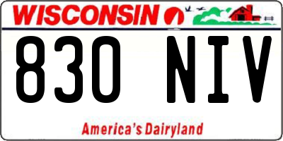 WI license plate 830NIV