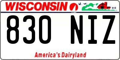 WI license plate 830NIZ