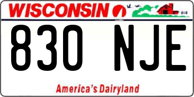 WI license plate 830NJE