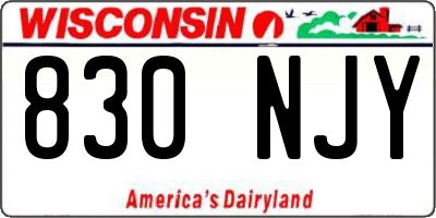 WI license plate 830NJY