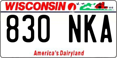 WI license plate 830NKA