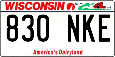 WI license plate 830NKE