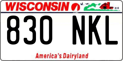 WI license plate 830NKL