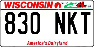WI license plate 830NKT