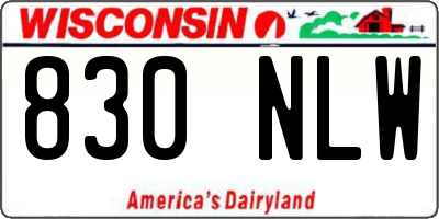 WI license plate 830NLW