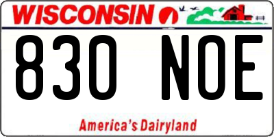 WI license plate 830NOE