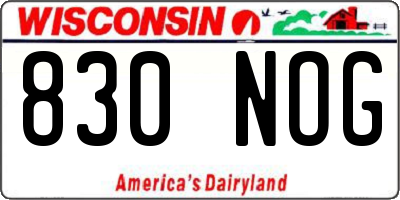 WI license plate 830NOG