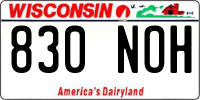 WI license plate 830NOH