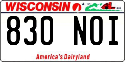 WI license plate 830NOI