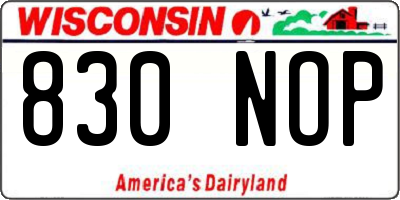 WI license plate 830NOP