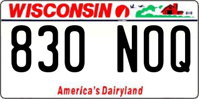 WI license plate 830NOQ