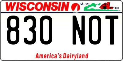 WI license plate 830NOT