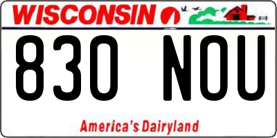 WI license plate 830NOU