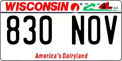 WI license plate 830NOV
