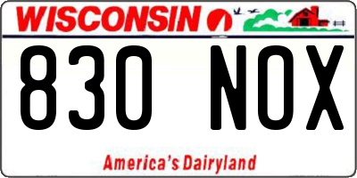 WI license plate 830NOX