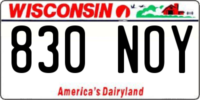 WI license plate 830NOY